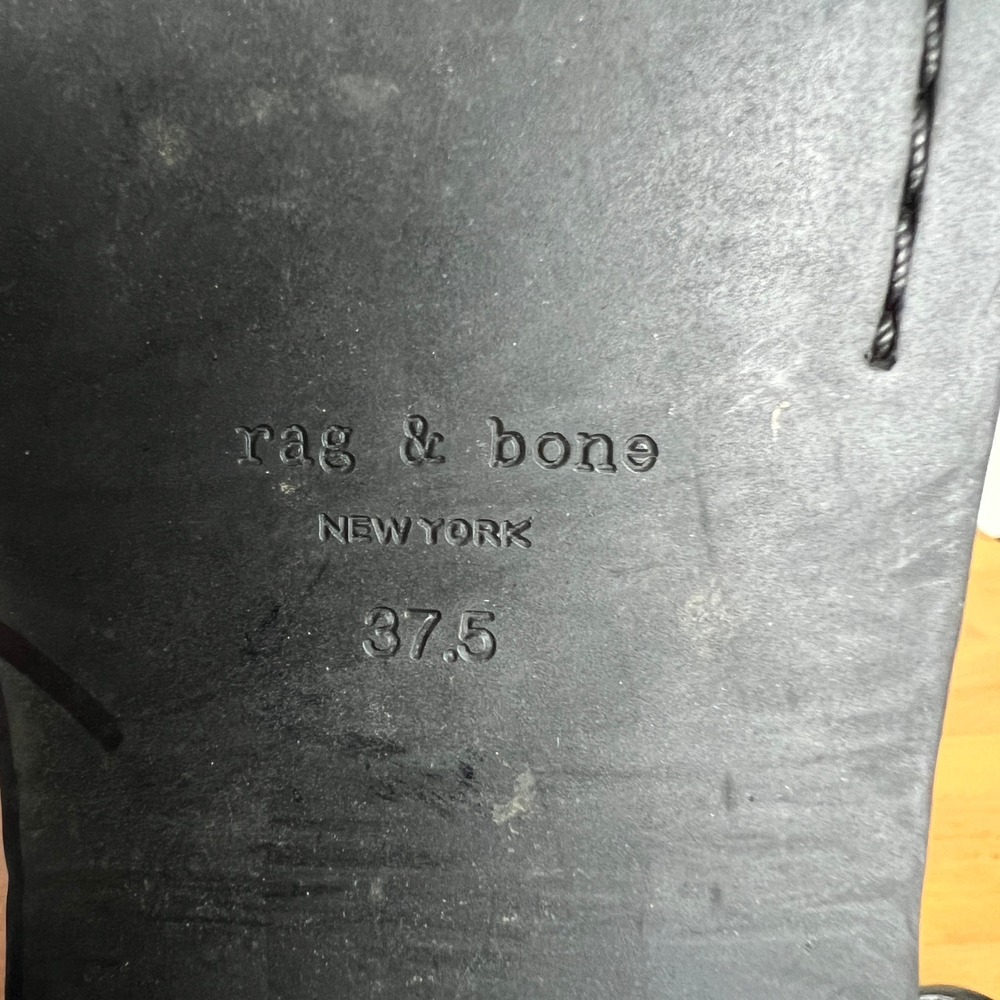 Rag‎ & Bone Black Leather Penny Loafers Women Size 37.5 Classic Slip On Shoes - Picture 9 of 12